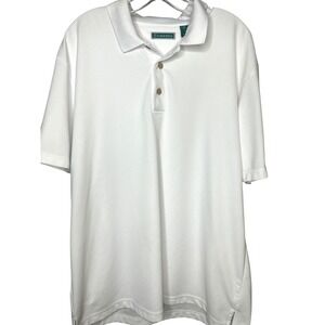 Cubavera‎ Mens White Golf Polo Shirt-XL/Pineapple Logo Textured Casual